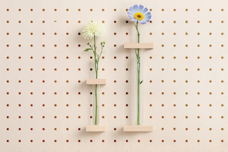Soliflore mural pour pegboard – porte-fleur vase panneau perforé