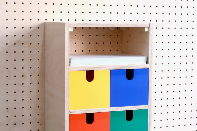 Casier 3 sections pour pegboard – organiseur de bureau et papier A4 mural