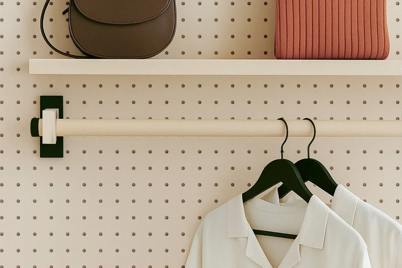Module Prêt-à-porter pour pegboard – kit présentoir vêtements mural