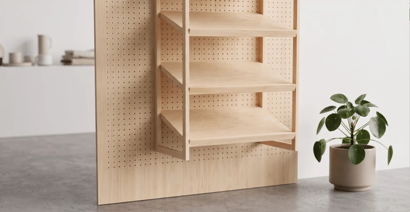 Étagère murale XL inclinée pour pegboard – tablette présentoir panneau perforé