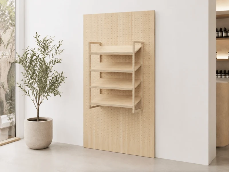 Étagère murale XL inclinée pour pegboard – tablette présentoir panneau perforé