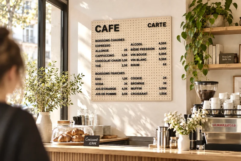 Module Menu pour pegboard – kit signalétique murale restaurant
