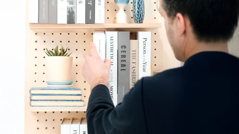 Module Bibliothèque pour pegboard – kit d'étagères à livres mural