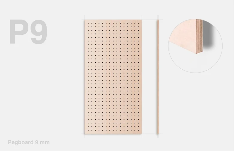 Pegboard P9 9 mm en bois – panneau perforé mural pour usage quotidien