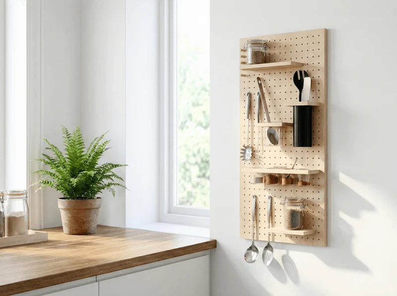 Module Cuisine pour pegboard – kit d'accessoires de rangement mural