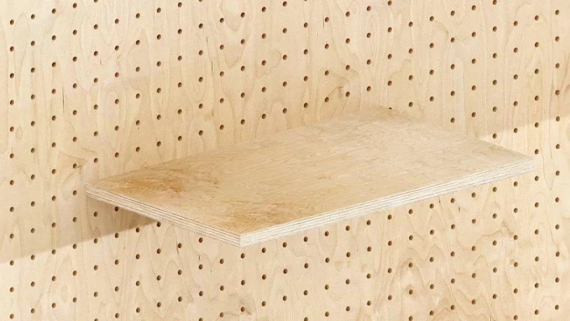 Étagère murale XL en bois pour pegboard – grande tablette panneau perforé