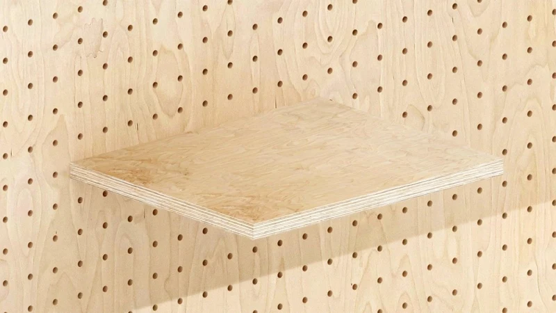 Étagère murale XL en bois pour pegboard – grande tablette panneau perforé