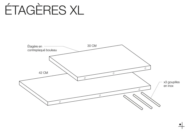 Étagère murale XL en bois pour pegboard – grande tablette panneau perforé