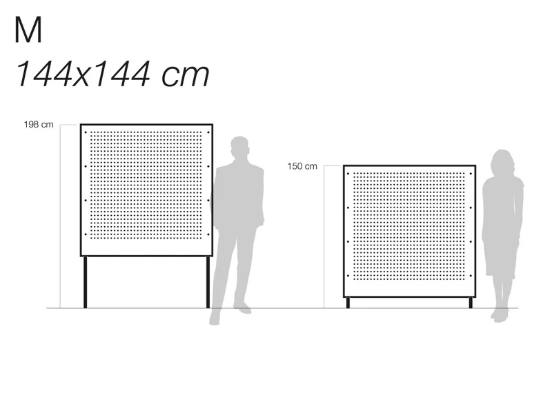Pegboard mobile sur roulettes – panneau perforé autoportant double face