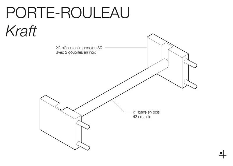 Porte-rouleau kraft mural pour pegboard – dérouleur papier panneau perforé