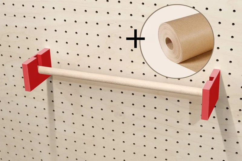 Porte-rouleau kraft mural pour pegboard – dérouleur papier panneau perforé