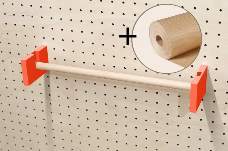 Porte-rouleau kraft mural pour pegboard – dérouleur papier panneau perforé