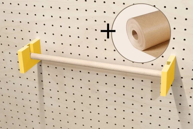 Porte-rouleau kraft mural pour pegboard – dérouleur papier panneau perforé