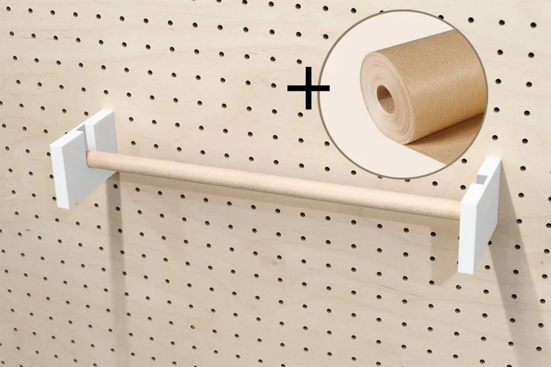 Porte-rouleau kraft mural pour pegboard – dérouleur papier panneau perforé