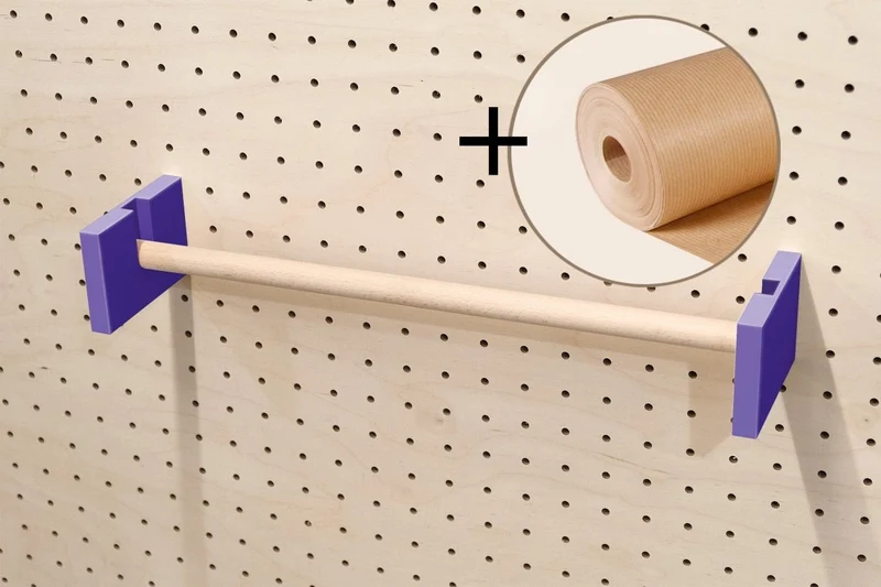 Porte-rouleau kraft mural pour pegboard – dérouleur papier panneau perforé