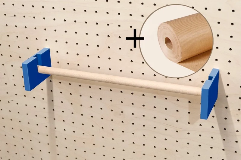Porte-rouleau kraft mural pour pegboard – dérouleur papier panneau perforé