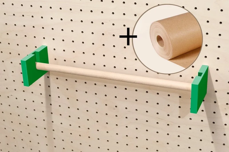 Porte-rouleau kraft mural pour pegboard – dérouleur papier panneau perforé