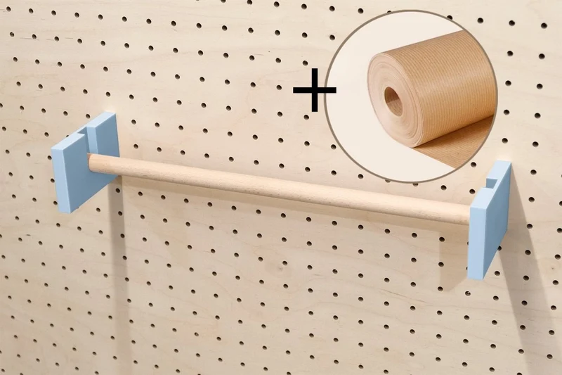 Porte-rouleau kraft mural pour pegboard – dérouleur papier panneau perforé