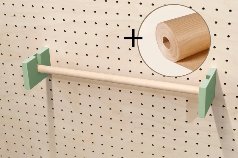 Porte-rouleau kraft mural pour pegboard – dérouleur papier panneau perforé