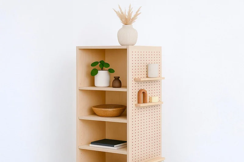 Tour de rangement pegboard sur roulettes – meuble à casiers mobile