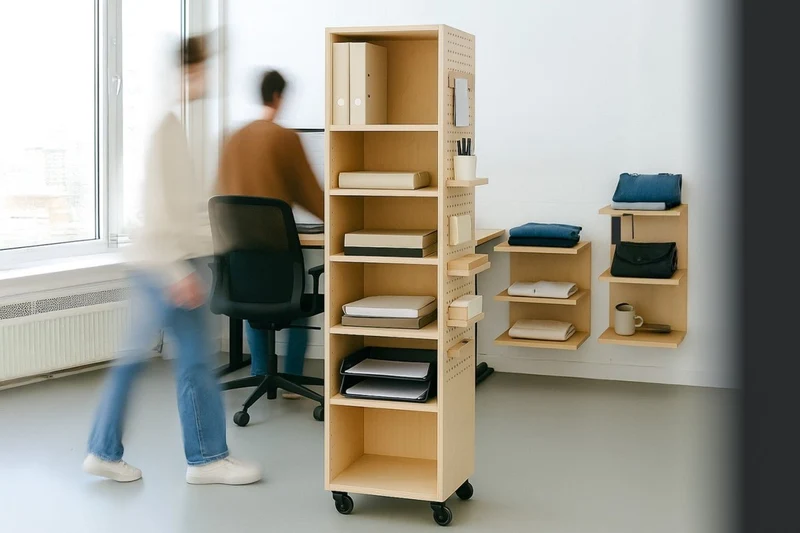 Tour de rangement pegboard sur roulettes – meuble à casiers mobile
