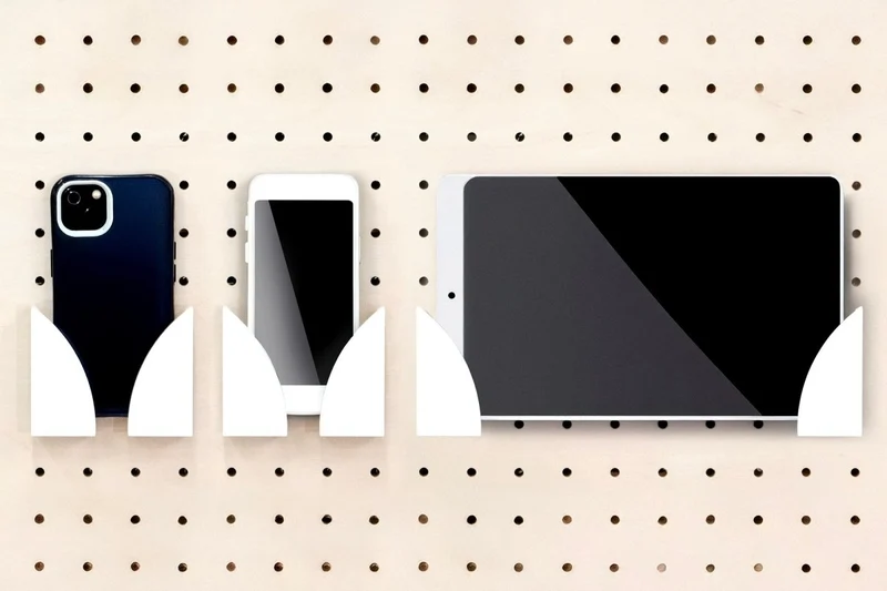 Porte-téléphone mural pour pegboard – support smartphone panneau perforé