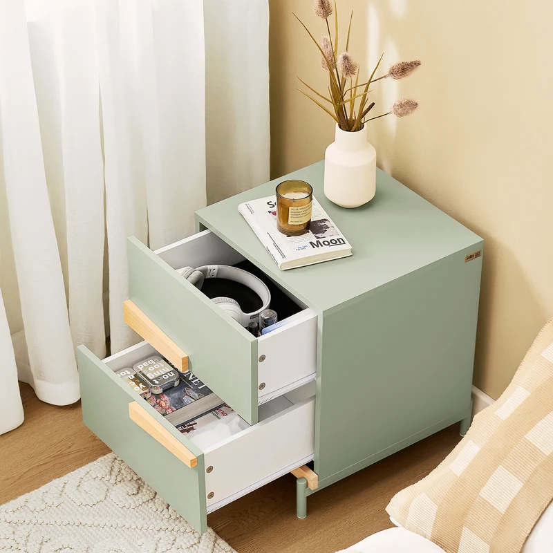 SoBuy FBT164-GR Table de Chevet avec 2 tiroirs Table d’appoint pour Chambre et Salon Vert 40x44x49cm