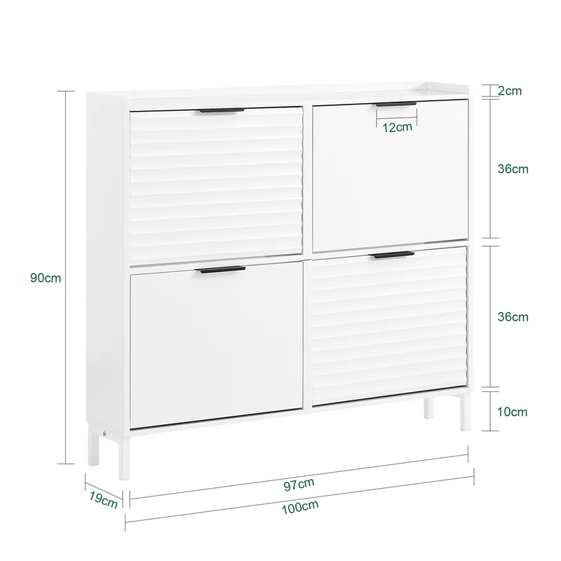 SoBuy FSR197-W Meuble à Chaussures Gain de Place Ultra-Slim 19cm – Entrée Étroite – Blanc