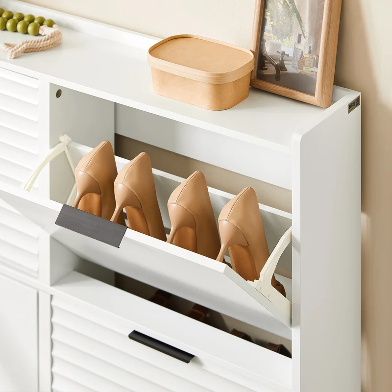 SoBuy FSR197-W Meuble à Chaussures Gain de Place Ultra-Slim 19cm – Entrée Étroite – Blanc