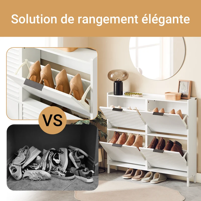 SoBuy FSR197-W Meuble à Chaussures Gain de Place Ultra-Slim 19cm – Entrée Étroite – Blanc