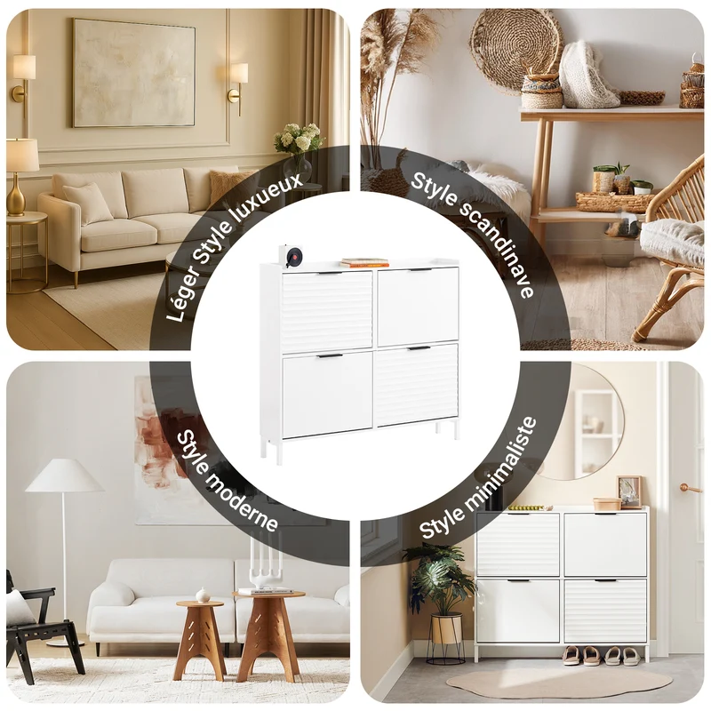 SoBuy FSR197-W Meuble à Chaussures Gain de Place Ultra-Slim 19cm – Entrée Étroite – Blanc