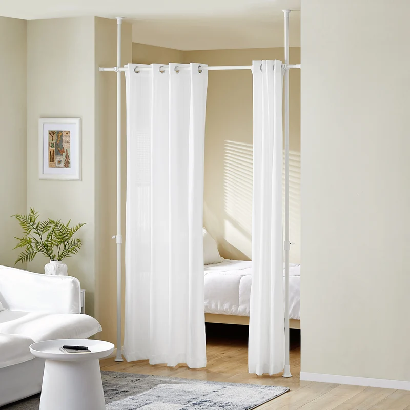 SoBuy KLS12-W Paravent Séparateur de Pièces Rideau Télescopique Rideau Réglable en Hauteur Rideau