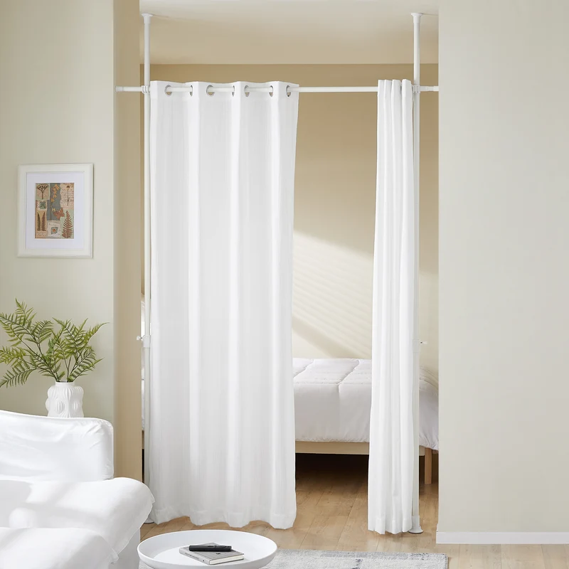 SoBuy KLS12-W Paravent Séparateur de Pièces Rideau Télescopique Rideau Réglable en Hauteur Rideau