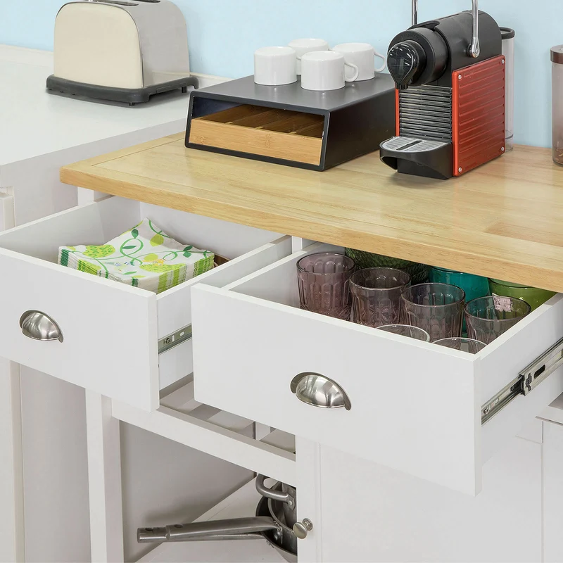 SoBuy FKW62-WN Chariot de Service 1 porte-bouteilles 2 tiroirs