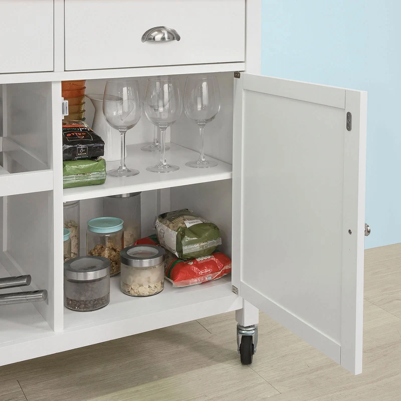 SoBuy FKW62-WN Chariot de Service 1 porte-bouteilles 2 tiroirs