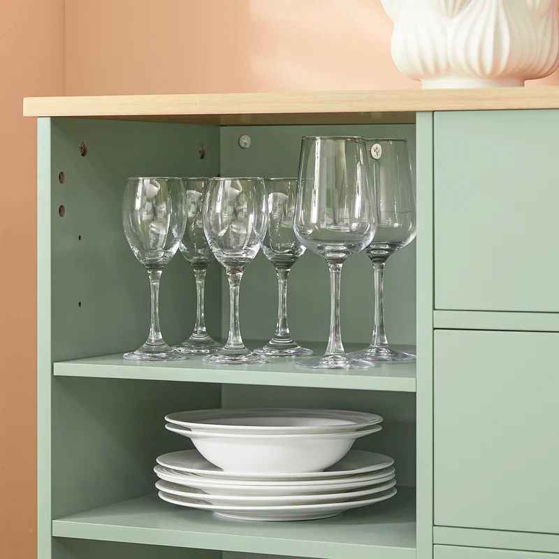 SoBuy FKW127-GR Chariot de Cuisine avec 3 Compartiments et 4 Tiroirs Service Table d’Appoint Chariot à roulettes Vert 90x40x88cm