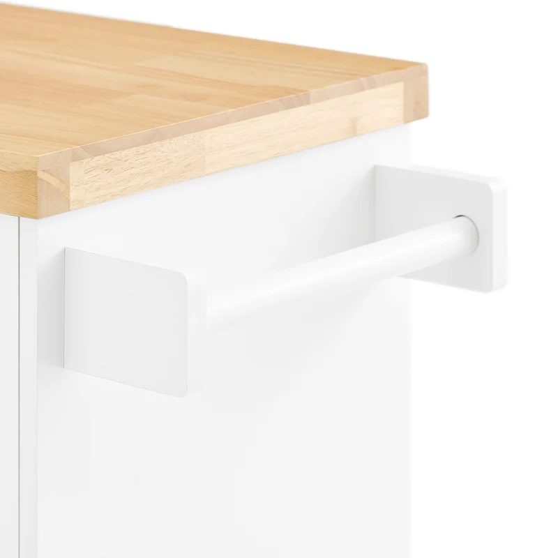 SoBuy FKW114-WN Îlot Central de Cuisine Buffet avec Plateau en Bois d'Hévéa, Porte-Bouteilles à 2 Niveaux