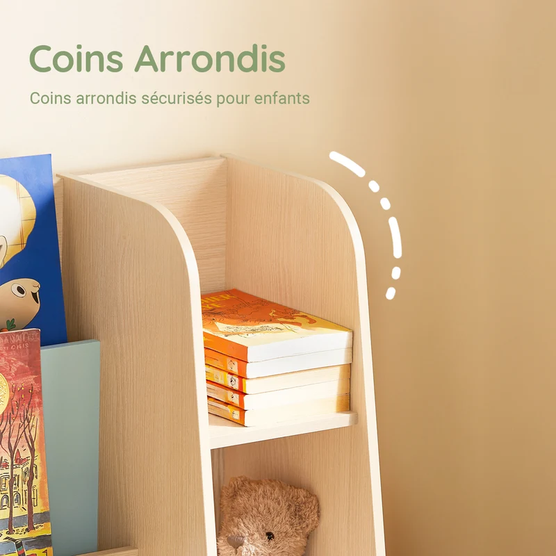 SoBuy KMB114-GR Bibliothèque Enfant avec 4 Étagères et 3 Compartiments, pour Chambre d’Enfant, Rangement Optimisé, Design Fonctionnel – L63×P30×H90 cm, Vert