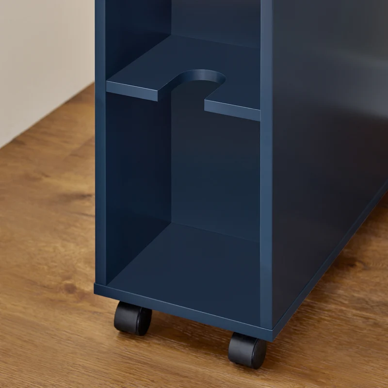 SoBuy BZR195-B Meuble de Rangement Salle de Bain Étroit sur roulettes, Support Papier Toilette, Armoire Toilettes WC Compact, 1 Plateau Amovible et 3 Tiroirs