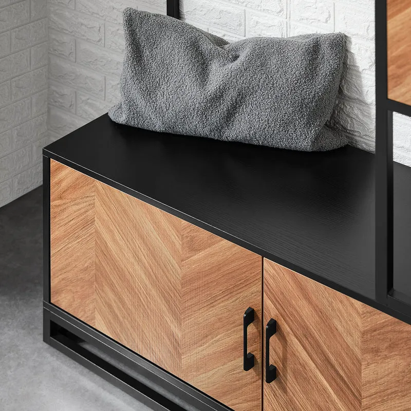 SoBuy FSR194-N Portemanteau avec Banc, Barre et 5 Crochets, Meuble d'Entrée Vestiaire Multifonction – 100x40x180 cm