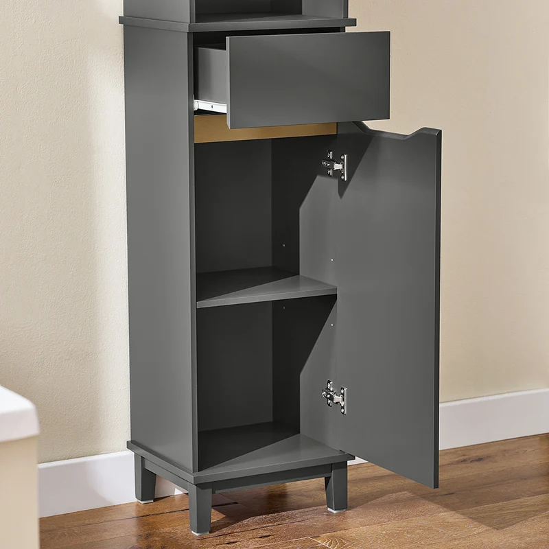 SoBuy BZR112-DG Meuble Colonne de Salle de Bain, Armoire Haute, Étagère de Rangement, Placard de Rangement