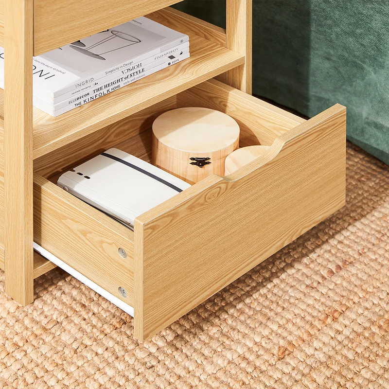 SoBuy FRG258-N Table de Chevet Bout de Canapé avec 2 tiroirs et 1 étagère