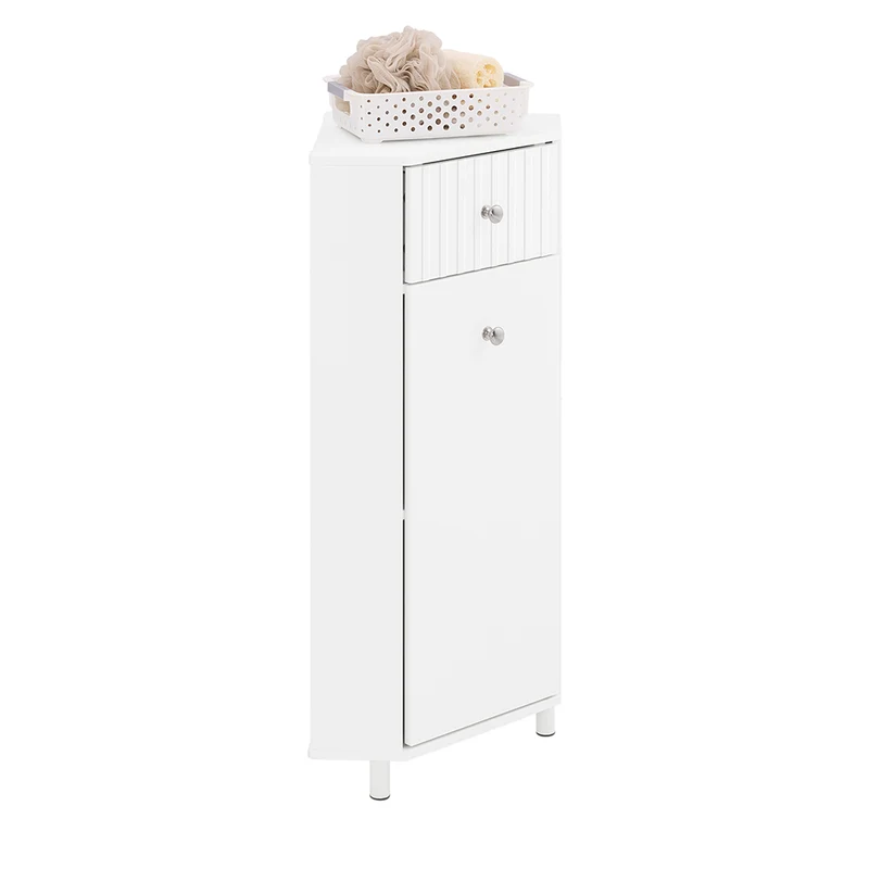 SoBuy BZR194-W Armoire de Rangement Étroite, 1 Tiroir et 1 Porte