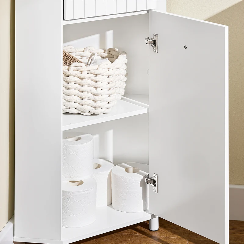 SoBuy BZR194-W Armoire de Rangement Étroite, 1 Tiroir et 1 Porte