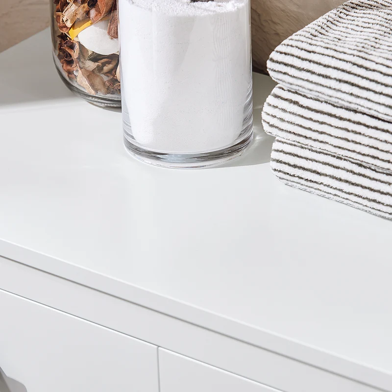 SoBuy BZR97-W Armoire à Linge avec Sac à Linge, Meuble Bas de Salle de Bain Armoire Toilette