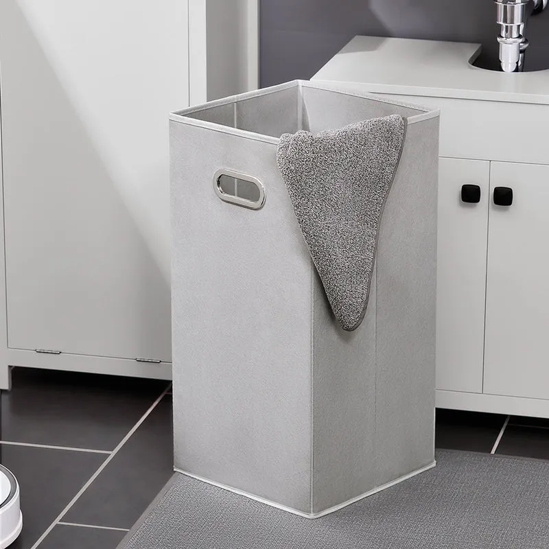 SoBuy BZR96-W Armoire à Linge avec Sac à Linge, Meuble Bas de Salle de Bain, Coffre à Linge, Porte Vêtement