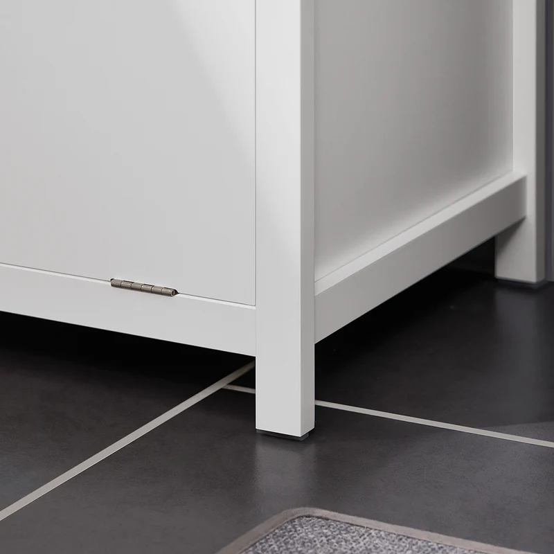 SoBuy BZR96-W Armoire à Linge avec Sac à Linge, Meuble Bas de Salle de Bain, Coffre à Linge, Porte Vêtement