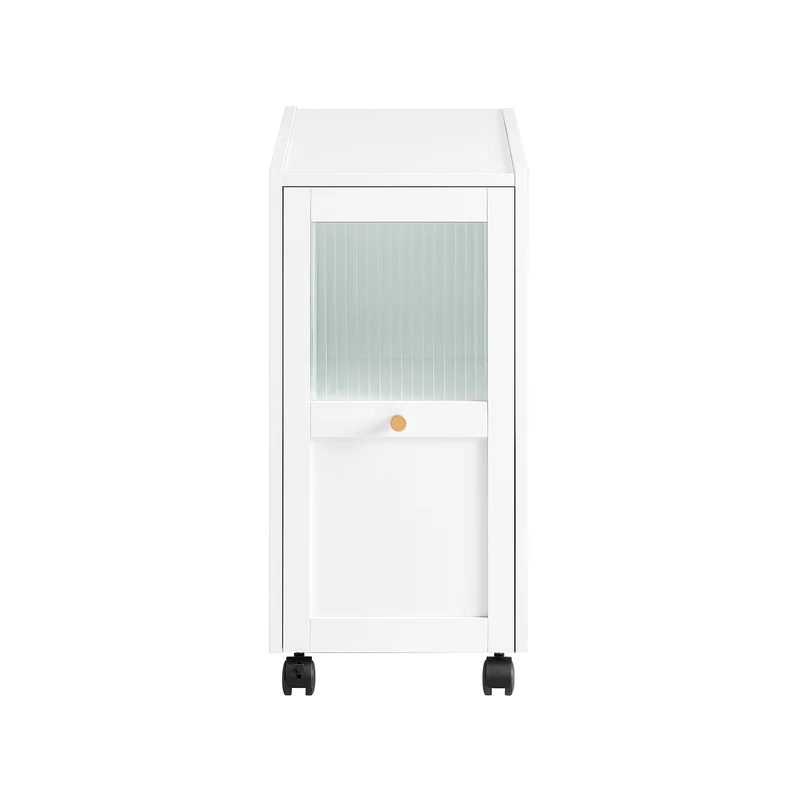 SoBuy FBT150-W Bout de Canapé sur roulettes Table de Chevet Table de Nuit Table d'Appoint avec 1 Tiroir et 2 Portes
