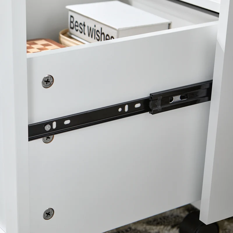 SoBuy FBT150-W Bout de Canapé sur roulettes Table de Chevet Table de Nuit Table d'Appoint avec 1 Tiroir et 2 Portes
