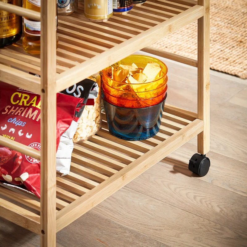 SoBuy SVW24-N Chariot de Service à roulettes, Desserte de Cuisine Roulante, Étagère de Cuisine, à 3 Niveaux avec Poignée
